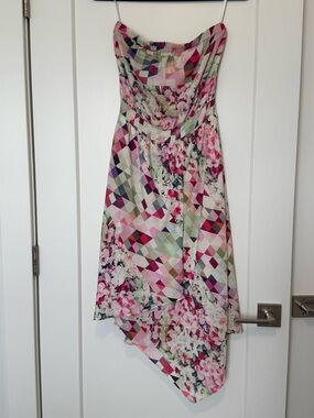 charlie jade Strapless Asymmetrical Floral & Geometric Dress